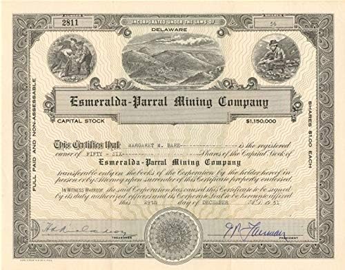 Esmeralda-Parral Mining Co. Склад сертификат