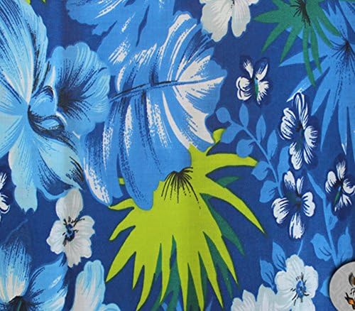Тъкан от поликоттона Хавайския син цвят с принтом / Ширина 60 см /Продава се The Yard