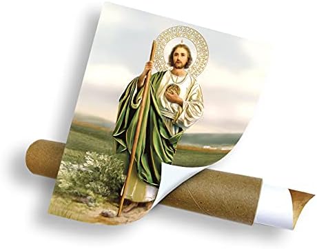 Свети Юда Тадео (16 x 20) Златна Фолио - Религиозно Стенно Изкуство, Ламиниран Плакат С Принтом Без Рамка, Украса