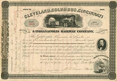 Cleveland, Columbus, Cincinnati and Indianapolis Railway Co. - сертификат за доставка