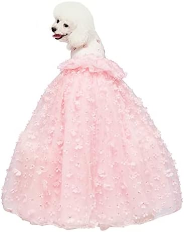 Дантелено рокля със Златни пайети за кучета, Пола-пакетче Принцеса за малки и Средни Момичета, Рожден Ден на