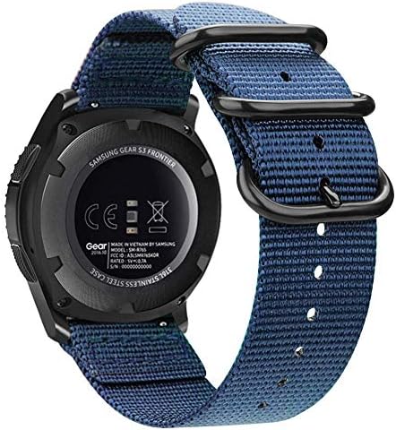 Найлонов ремък OPWAY TPWAY, съвместим с Samsung Galaxy Watch 46 мм, 45 мм, за Galaxy Watch 3Gear S3 Classic, Меки тъкани найлонов ремък, спортен каишка за бърза смяна, 22 мм (тъмно синьо) (OPWNL-AD22-тъмно