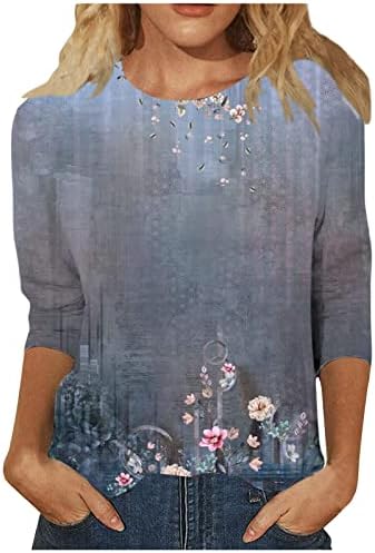 Блузи с ръкави 3/4 за Жени, Летни Плажни Блузи с Флорални Принтом в стил Бохо, Големи Размери, Модерен Пуловер