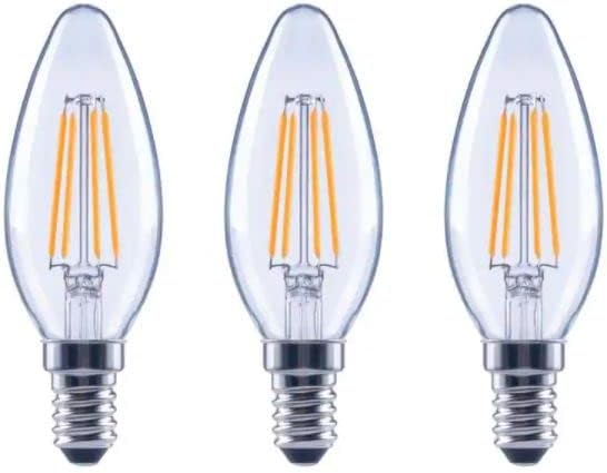 Лампи EcoSmart 60-Ватов Еквивалент на B11 С регулируема яркост на Energy Star, Свещници от Прозрачно стъкло, led реколта крушка на Едисон, мек Бял (3 броя)