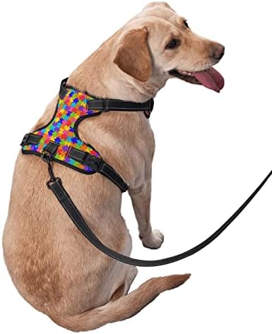 Куче Сбруя Цветни Парчета Пъзел За Информираност За Аутизма За Домашни Любимци Регулируеми Външни Жилетки X-Large