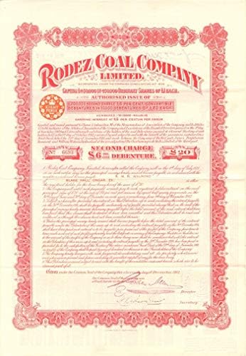 Rodez Coal Со. Limited - Облигации на £ 20