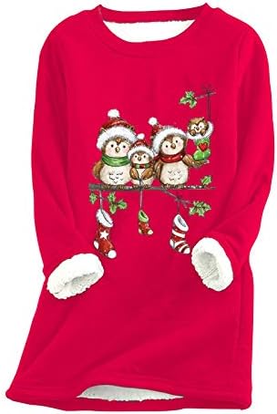 Пуловери, Жилетки за Жени, Изолирана Ризи с кръгло деколте и Дълъг Ръкав, Дамски Коледна Hoody
