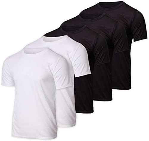 Real Essentials, 5 опаковки: Младежка Мрежа, Впитывающая Влагата Тениска за активни спортни изяви с къс ръкав