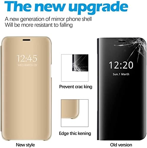 Ултра Кожен калъф Note 20 за Samsung Galaxy Note20 Ultra 5G, Тънък калъф за телефон, Огледало за грим, флип-надолу капак, стойка, устойчив на удари Защитен калъф за Samsung Note 20 Ultra 5G (среб?