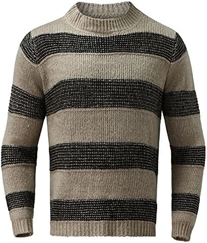 Мъжки спортни пуловери WYTong, всекидневни пуловер, вязаный пуловер с принтом в ивицата кръгъл отвор, вязаный пуловер