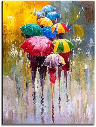 Стенно изкуство за Хола Хора под дъжда, Цветни маслени картини, печат върху Платно, Картина, Плакат, Украса, Опъвам и една Малка Рамка, Картина за Дома, 16x24 инча (1 бр.)