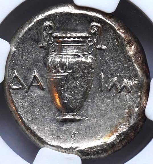 GR 395-338 Класическата Епоха до крумовград, Древногръцки Сребърна Монета под формата на Амфоры и Щит, Редки