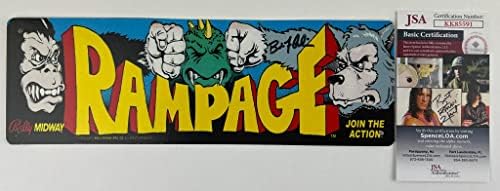 Брайън Колин подписа Метална Калай Знак Marquee Rampage Създател на видео игри Midway Автограф JSA Удостоверяване