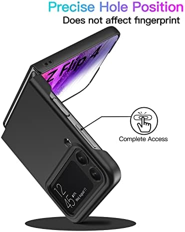 Калъф Vihibii за Galaxy Z Flip 4, Оборудвана Дизайн за Samsung Flip Z 4, Твърд калъф с матово покритие от КОМПЮТЪРА, устойчив на абразия Защитен калъф за Samsung Galaxy Z Flip 4 5G 2022 (черен)