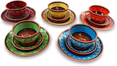 Набор от Малки Тапа-чинии Cactus Canyon Ceramics от испанска Теракота от 5 теми, Многоцветен