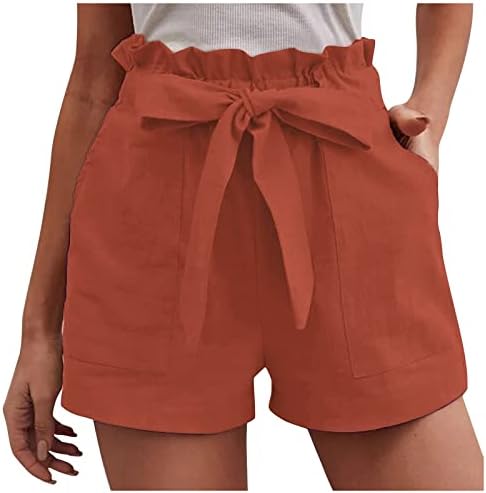 UQRZAU Дамски Шорти Ежедневни Летни Модни Обикновена Широки Панталони с Лък и Джобове, Панталони 2023