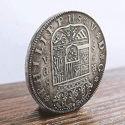 1731 Испанска Старинна Монета Сребърен Долар Чуждестранните Монети На Филип V Сребърен Кръгла Сребърна Монета