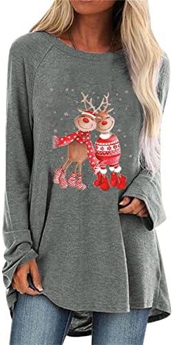 Xiloccer Коледни Блузи за Жени От 2021, Грозни Коледни Празници Блузи с Дълъг Ръкав, Зимни Топли Ризи, Пуловери Забавни