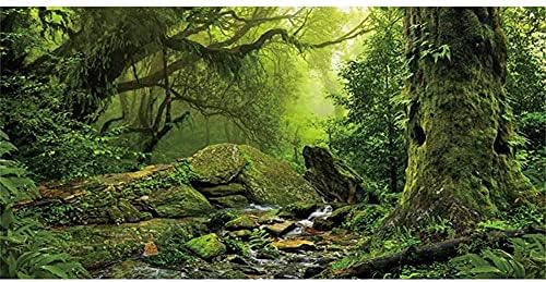 Удивителен Фон на Терариума за Тропическите Гори Зелен Поток Огромно Дърво на Фон на околната Среда на Влечуги Мъгливо Фон на Аквариума В Тропическа Гора 36x18 инча З