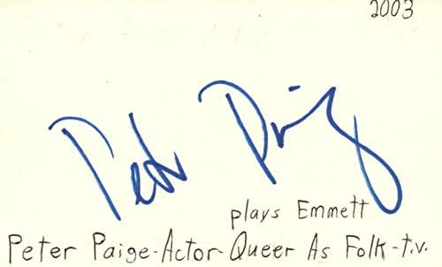 Актьорът Питър Пейдж Емет в телевизионното шоу Квир като народен с Автограф на Картичка с Автограф - Снимки