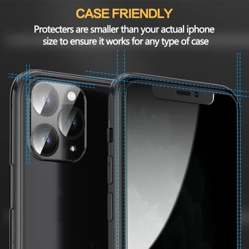 sorlnern [2 + 2] Защитно фолио за защита на екрана на iPhone 11 Pro със защита на обектива на камерата, Защитни