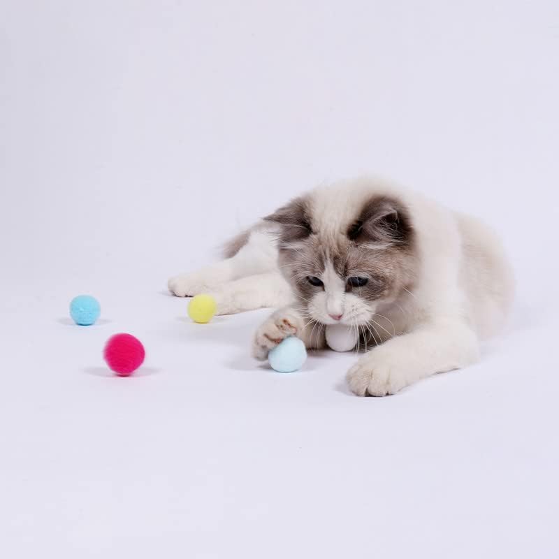 FUPUSUN 60шт 1 / 3 см Премия Цветни Играчки Топки, за котки - Мека играчка с pom-помераните за коте - Леки и