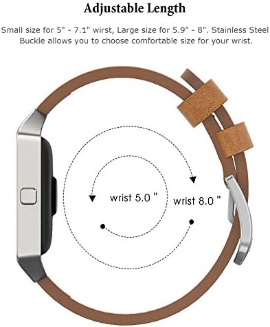 Кожени въжета SWEES, Съвместим с smart часовника Fitbit Blaze, Взаимозаменяеми каишка от естествена кожа с метална
