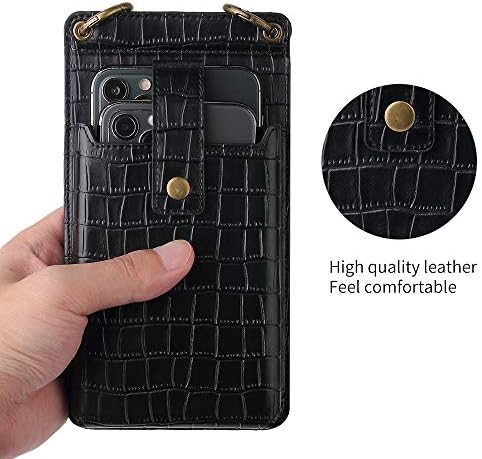 Дамска чанта за през рамото от изкуствена кожа Sunyuer за мобилен телефон, портфейл с отделения за кредитни
