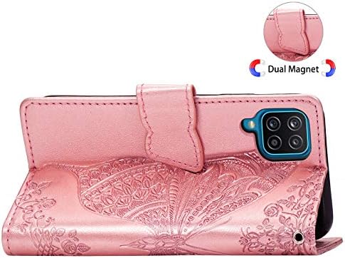 Чанта-портфейл HLYWEI Galaxy A12 за жени, за Носене на магнитни кожата Samsung A12, Фолио с отделения за карти,