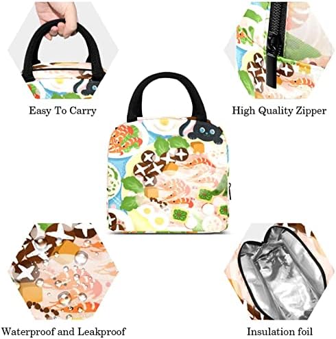Чанта за обяд GUEROTKR за Мъже, Изолиран Обяд-Бокс, Кутия за Обяд за Възрастен, абстрактен фигура котки с морски