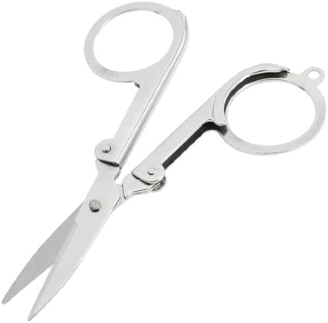 Aexit 3,9 Дълги Ръчни Инструменти Сребрист Тон Метал Мини Сгъваеми Ножици за Хартия Занаятчийски Ножици
