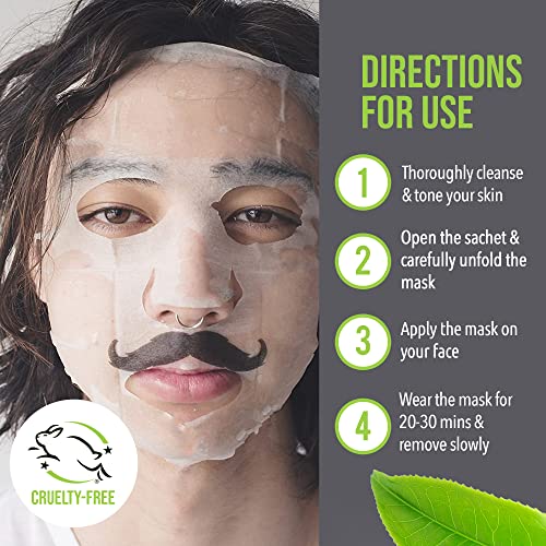маска—лист за лице masque BAR Bandito Men (6 опаковки) - Корейска процедура за грижа за пори на кожата — Хидратира