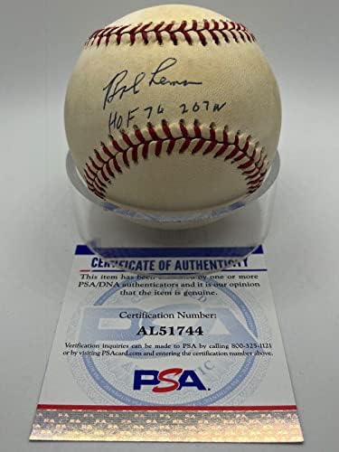 Боб Лемон КОПИТО 74 и 207 W Indians Подписаха Автограф на Официалния Бейзболен PSA MLB Бейзболни топки с ДНК-Автограф