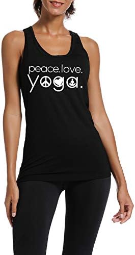 WINGZOO Спортни Върхове на Бретелях за жени-Дамски Тениски Без Ръкави Peace Love Yogo със Забавни Надписи За