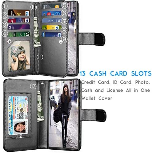 Калъф Galaxy Note 20 Ultra, една Чанта-портфейл Note 20 Ultra 5G, Луксозни Отделения за кредитни карти, Държач