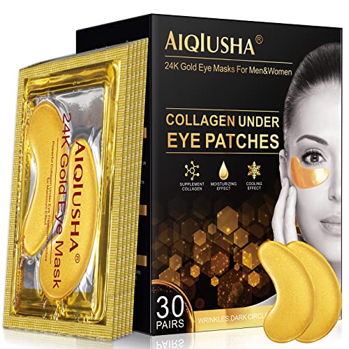 AIQIUSHA Under Gold Маска за очи-30 Двойки Лепенки за очи-Намалява Тъмните кръгове, бръчките и Подпухналостта