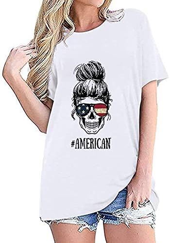 Kaniem / Тениски на Четвърти юли за жени, тениска с американския флаг, принтом семки, Патриотическая тениска