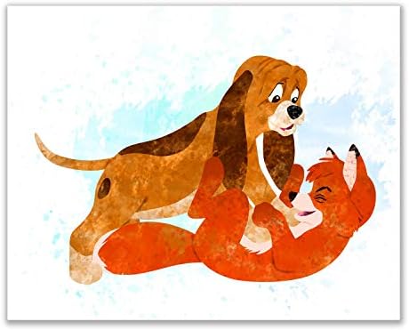 Лисица и Куче - Комплект от 3 плакатных щампи (8 x 10 инча) - Прекрасни Акварели снимки