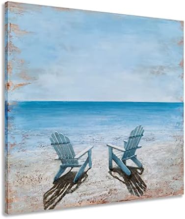GALLERIEWALLA Плажен Стол Платно Стенно Изкуство - Картината със Син Океан за Всекидневна Декор