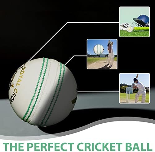 BT Бяла топка за крикет - Комплект от 3 топки за крикет от естествена кожа за дневно или нощно крикет Международен