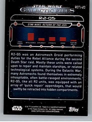 2018 Начело Star Wars Galactic Files ROTJ-20 R2-Q5 Официалната Неспортивная търговска картичка в NM или по-добро